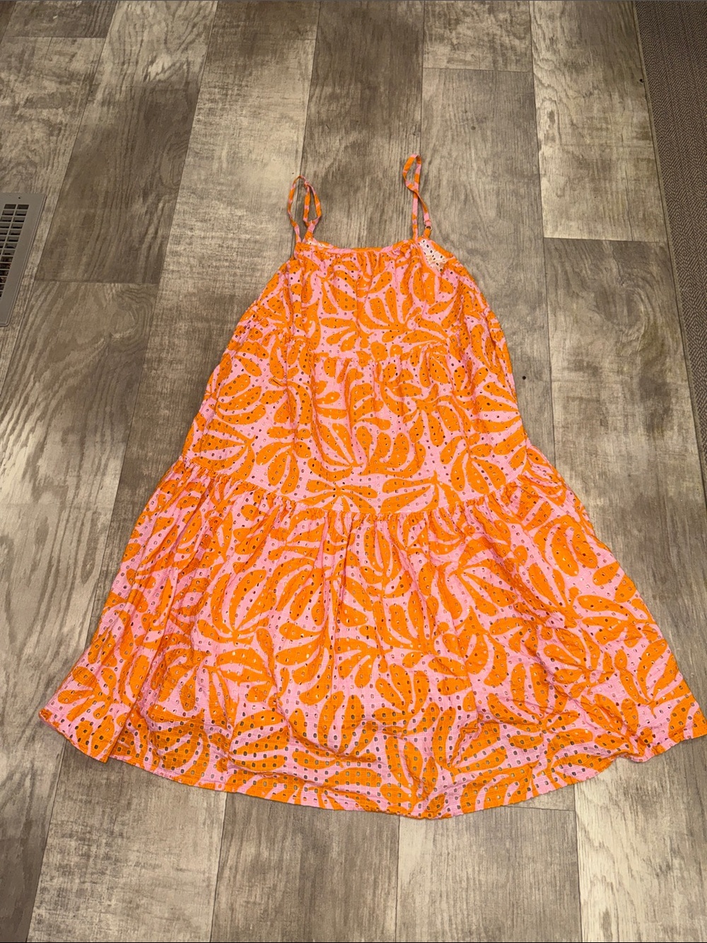 SOLID & STRIPED Orange and Pink Eyelet Sundress